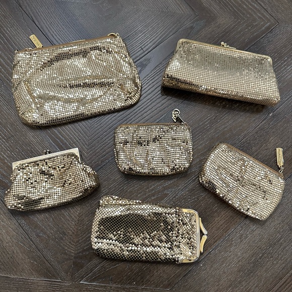 Whiting And Davis Gold Mesh Double Kisslock Clutch Wallet